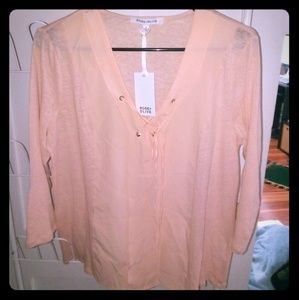 Rose +olive peach blouse